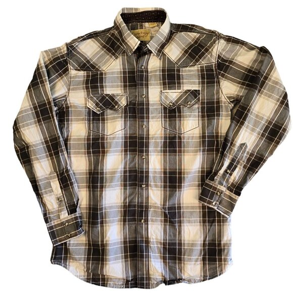 Champ Horse Men's Western Cowboy Flannel Shirt - Corduroy Lined Collar, Snap Buttons, 100% Cotton